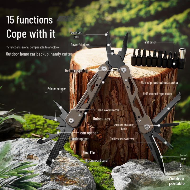 Tragbare klappbare Edelstahl-Multitool-Zange mit Kombi-Bits