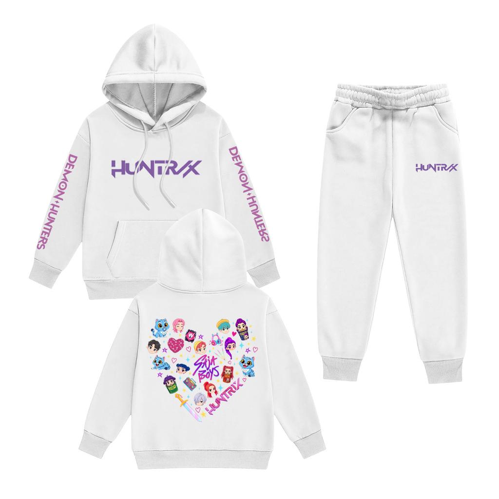 Kids' Long Sleeve Loose Pullover Letter Print Drawstring Hooded Sweatshirt Sweatpants Set