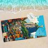 1PC Brazil Style Beach Towel, Rio de Janeiro Christ Statue Colorful Houses Art Pattern Design for Travel Beach Pool Summer Use