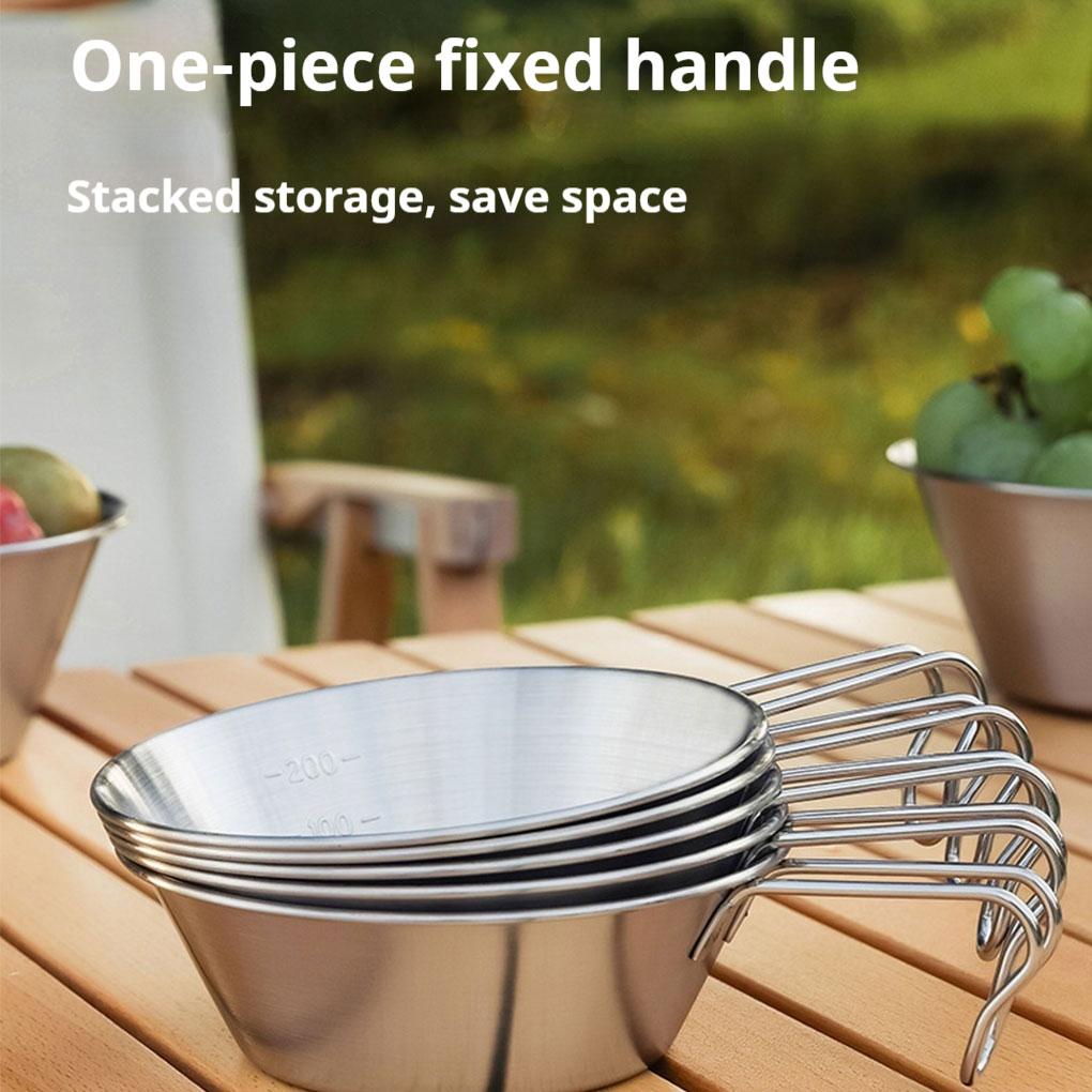 Stainless Steel Sherbet Bowl Portable Tableware Handy Kit For Self-Drive Picnics And Outdoor Activities Self-drive Picnic Tableware Collection Kit
