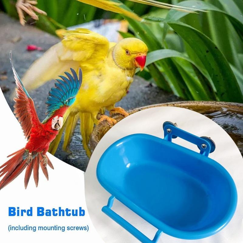1PC Bird Bath Long Bathtub Shape Feeding Bath Water Multi-functional Bath Box Bird Supplies Parrot Bath Basin Small Pet Utensils