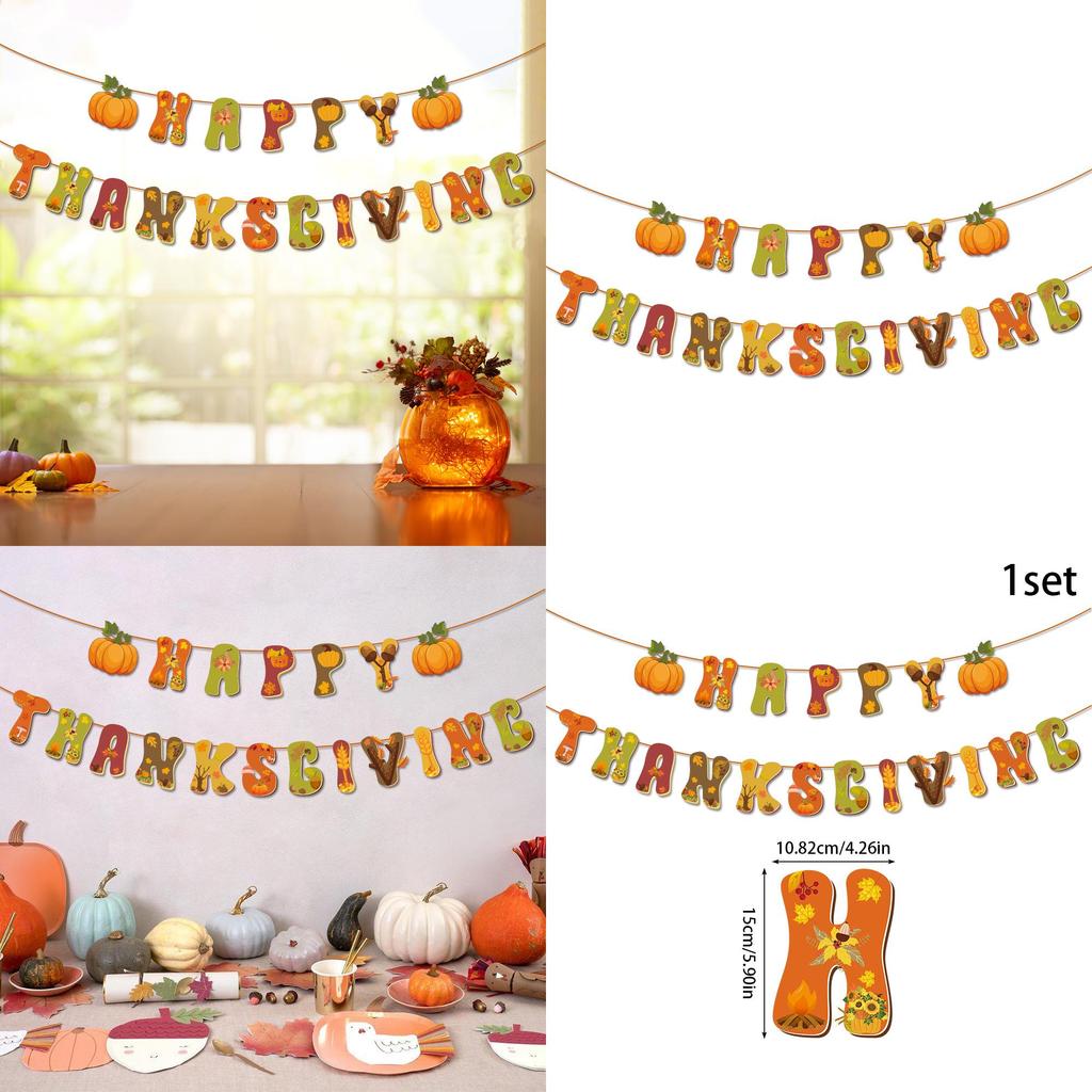 Harvest Thanksgiving Paper Flags With 19 Letters For Fall Event And Venue Decoration