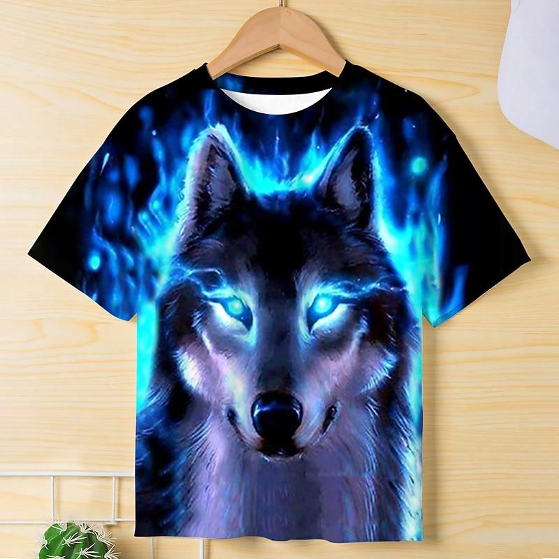 3D Pattern Animal Print Children's T-shirt Short Sleeved Summer Sports Fashion Street Casual Top