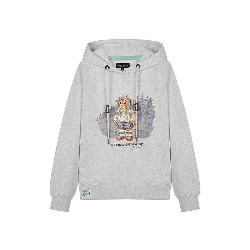 Teenie Weenie Women's 2025 Fall Hooded Bear Embroidered Sweatshirt
