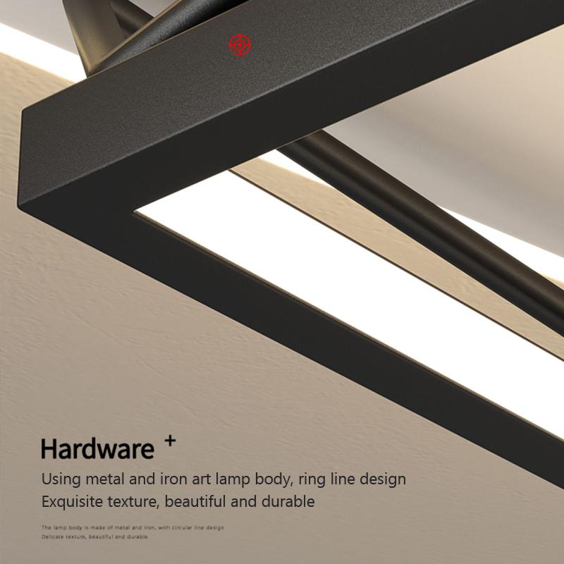 LED Chandelier for Living Room Bedroom Square Ring Industrial Ceiling Decor Lamp Black Home Lighting Modern Minimalist Fixtures