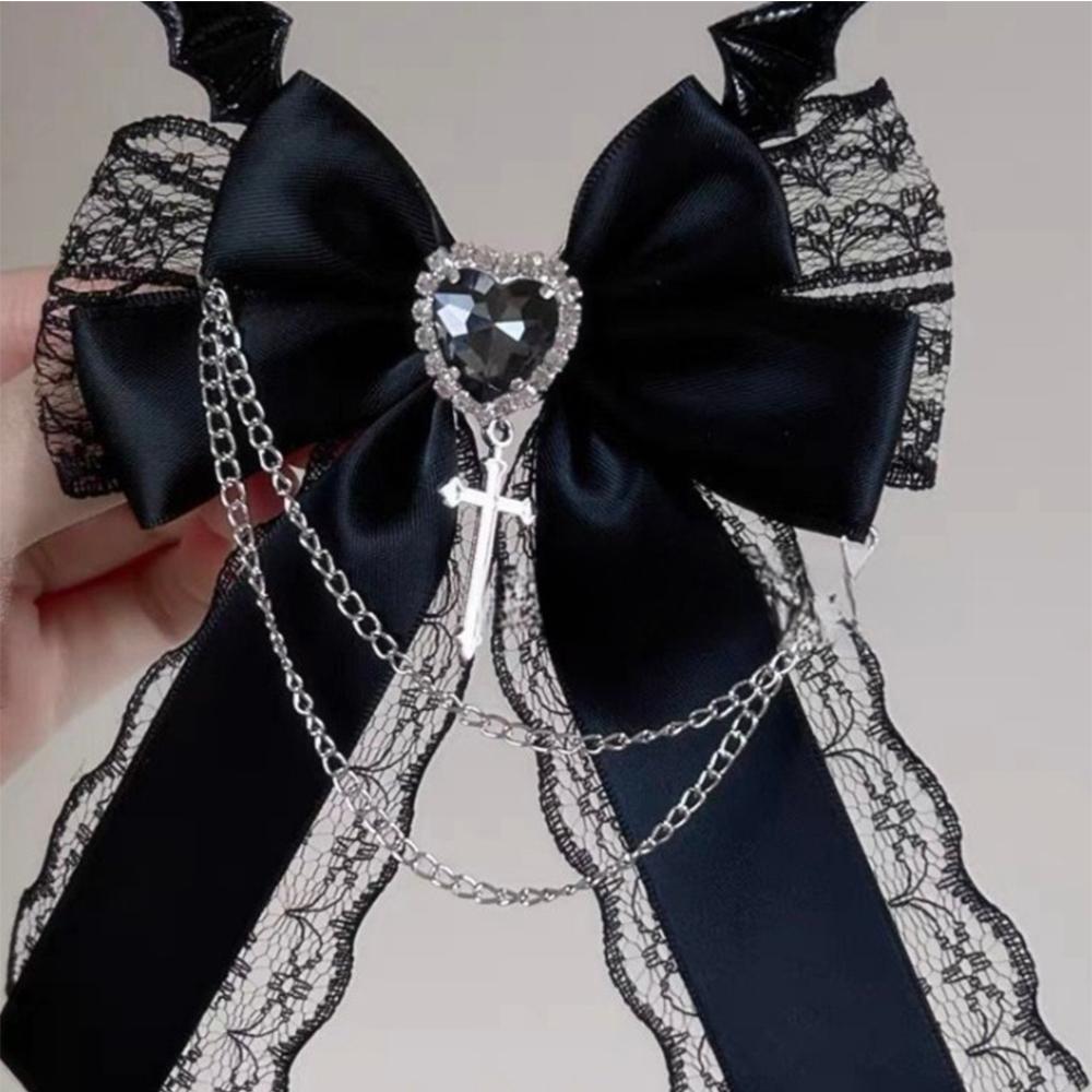 Women's Harajuku Steampunk Handmade Headwear Double Ponytails Subculture Japanese Spicy Girls Lolita Y2K Gothic Bow Hairpins