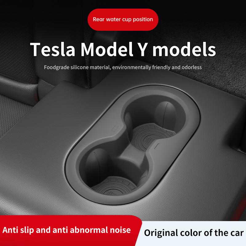 XLGJS1 Suitable for Tesla Model Y Juniper 2025 Interior Accessories Cup Holder Silicone Drink Holder Suitable for Back Seats