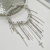 X6HE Sweet Cool Heart Star Moon Tassels Pendant Necklace For Women Fashion Jewelry Collarbone Length Imitation Pearls
