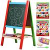 Foldable Double-Sided Magnetic Wooden Easel for Kids - No Installation Needed