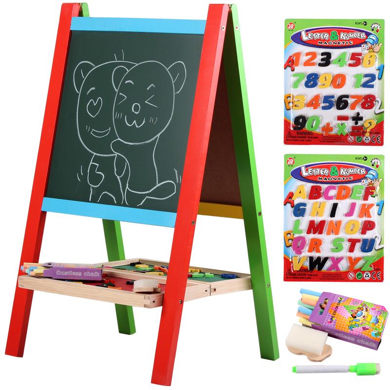 Foldable Double-Sided Magnetic Wooden Easel for Kids - No Installation Needed