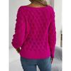 Autumn/Winter Women's Knitted Sweater Casual Feather-Patterned Openwork Off-the-Shoulder Sweater Featuring Bell Sleeves
