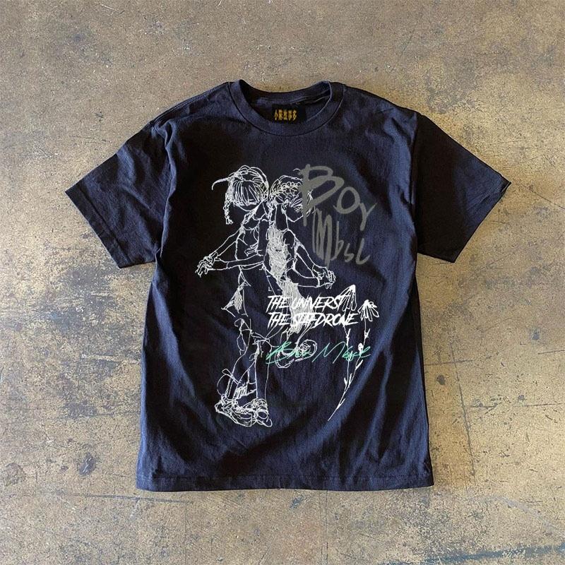 Pure Cotton 3a260g Double Thread Loose Fit Short Sleeve Tshirt Unisex Breathable Comfortable American Retro Style Printed Top