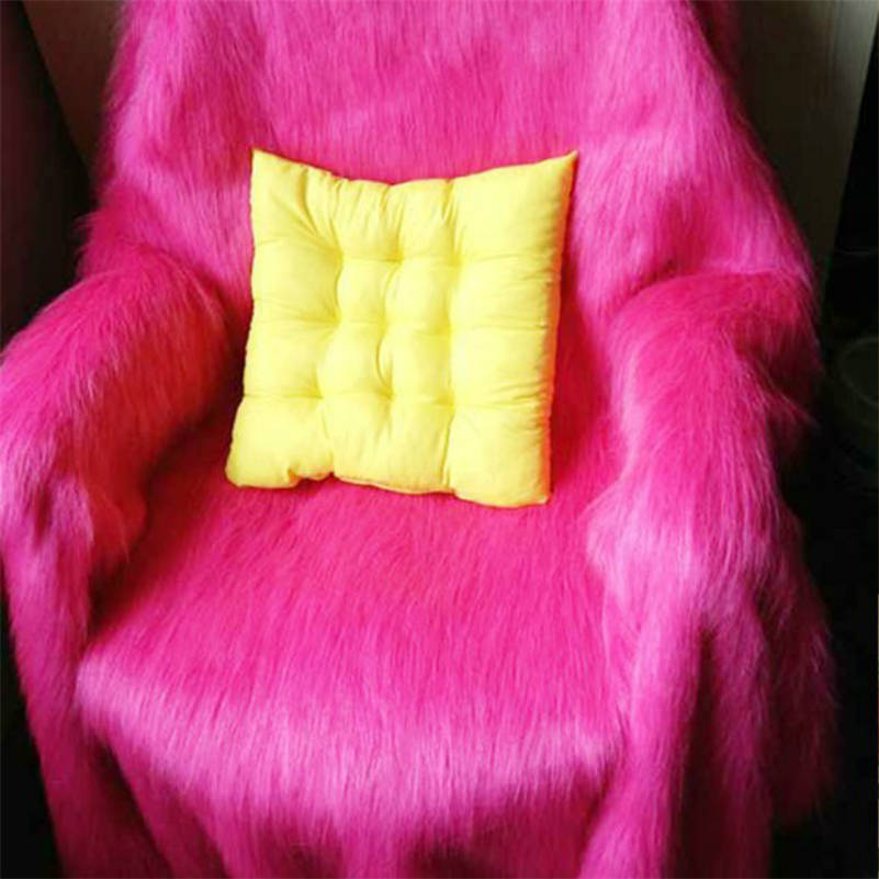 High Quality Plush Faux Fur Carpet Chair Cover Solid Color Seat Pad Long Pile Furry Sheepskin Rug Mat Elegant