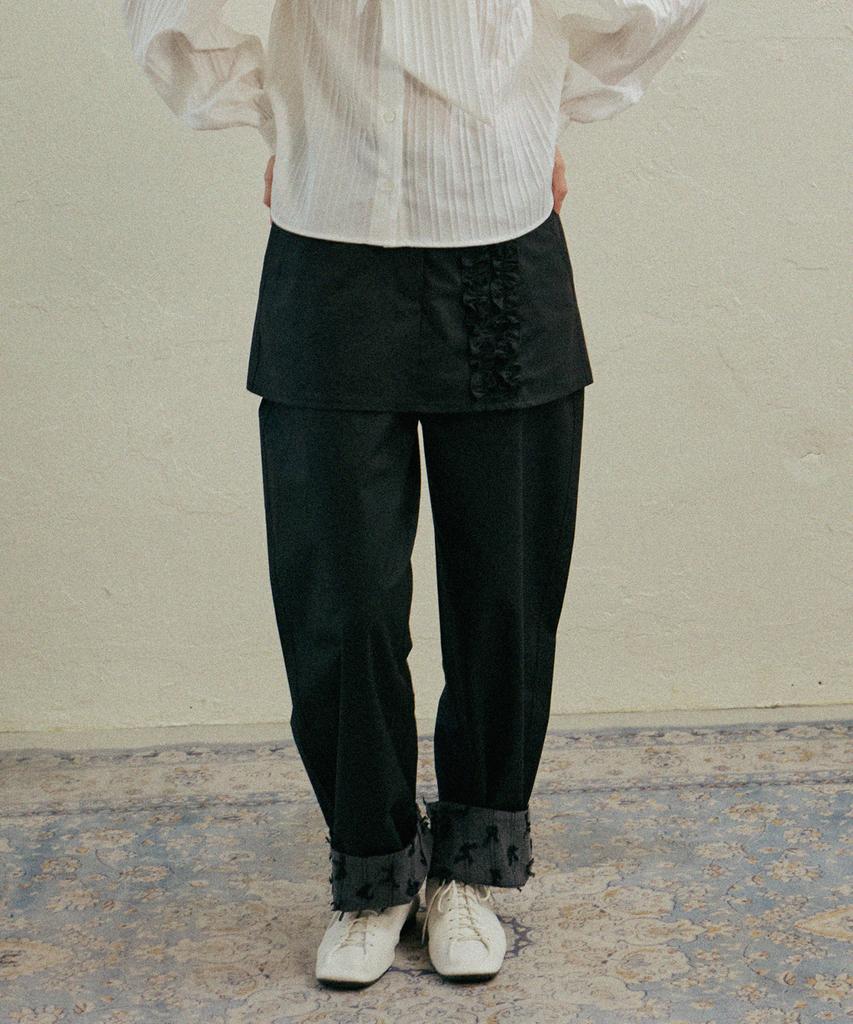 HOKUSPOKUS Hidden Ribbon Skirt Pants_Black