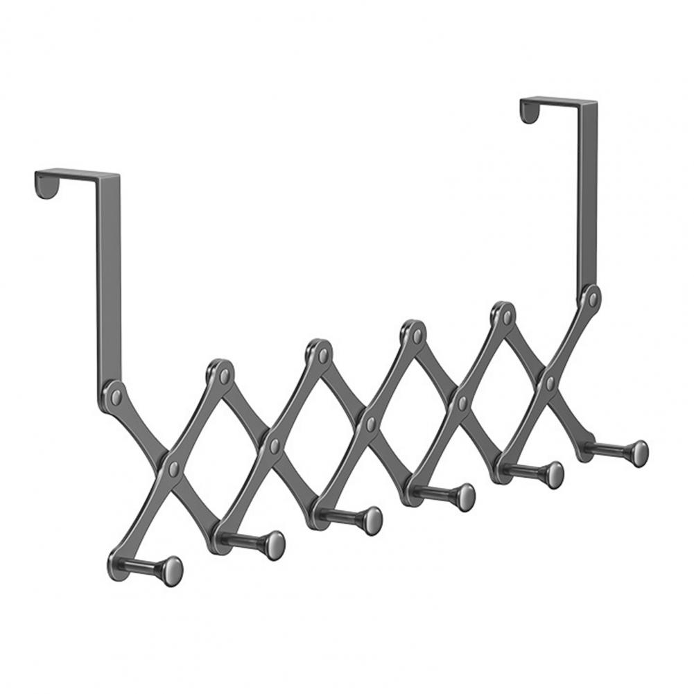 

Over-the-door Hooks Door Hanging Hooks Retractable Door Hook with 6 Hooks for Towel Storage Durable Construction Strong S сірий