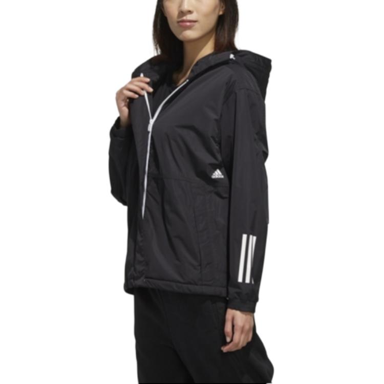 Adidas W S2S Mid Jacket Hooded Casual Loose Comfortable Windproof Long Sleeve Women Jacket Black EH8619