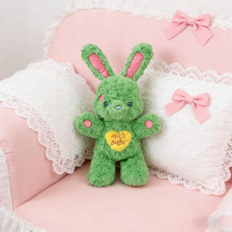 Valentines Day Easter Bunny Soft Cuddly Teddy Bear Plush with Fluffy Fur Adorable Heart Stuffed Animal Rabbit Romantic Gift