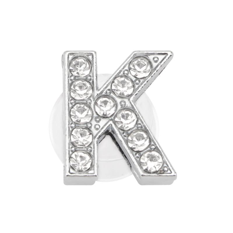 1PC Shoe Charms Glitter Rhinestone Letter Crystal Alphabet Shoes Charm Decorations Jewelry Slider Bracelet Wristbands Accessorie