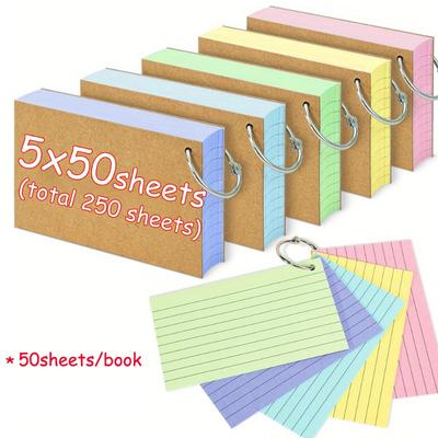 250/50 Blatt Dicke Bunte Karteikarten mit Loch Beidseitig To-Do-Liste Liniertes Notizblock Augenfreundliche Notizen für Schule Büro