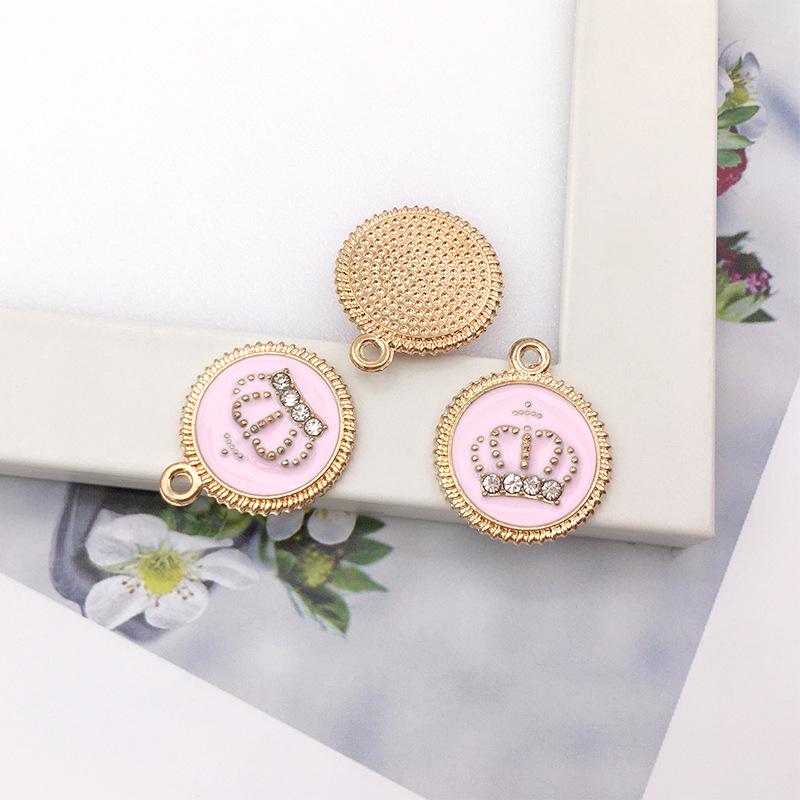 

40 шт. DIY Мультяшные Аксессуары для Ювелирных Изделий: Подвески из сплава с эмалью для браслетов, брелоков, коронки со стразами и круглые диски