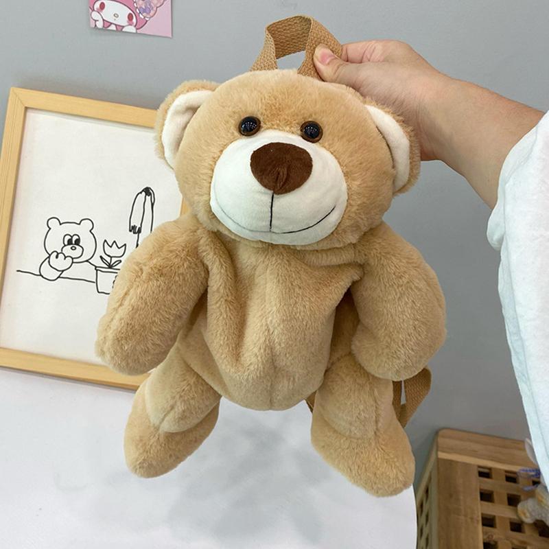 Children Cute Plush Backpack Lovely Cartoon Brown Bear Backpack Kawaii School Bag Girls Boys Kindergarten Birthday Festival Gift