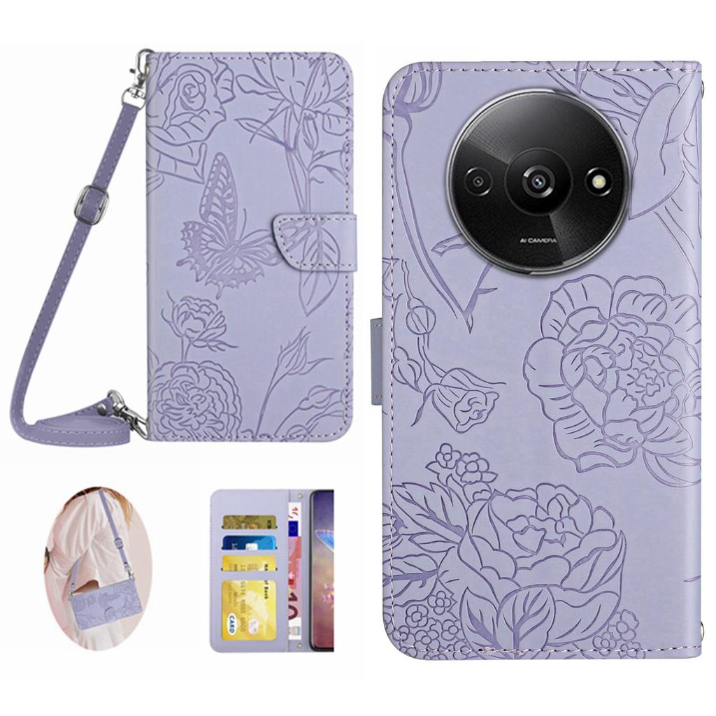 HT03 For Xiaomi Redmi A3/Poco C61 4G Shockproof Case Imprinted Leather Phone Cover