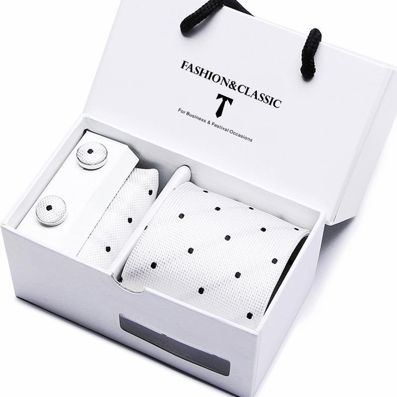 Men's Tie Gift Set: Striped & Polka Dot Tie, Pocket Square, Cufflinks