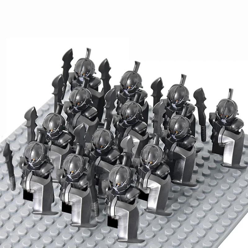 13Pcs Mini Gondor Battle Spearman Body Gurad Infantry VS Roman Solider Eomer Rohan Warriorr Figures Blocks Set Toys for Kids