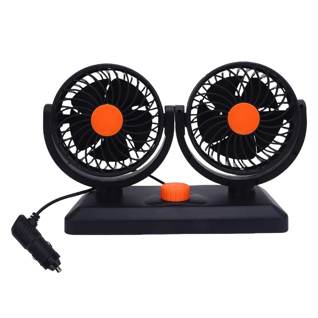 Doppelkopf-Autoventilator 2 Geschwindigkeiten 360 Grad drehbar Zigarettenanzünder-gespeister Autokühlventilator für SUV Wohnmobil LKW
