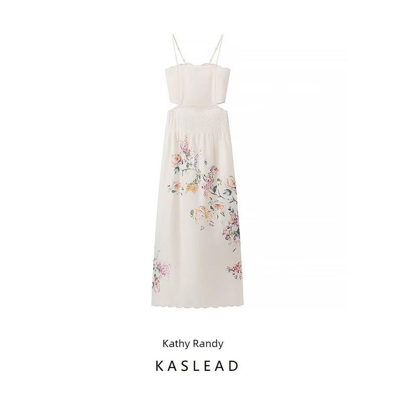 Kaslead New Arrival Women's Clothing Fashion Style Fashion Casual Embroider Printing Slip Dress