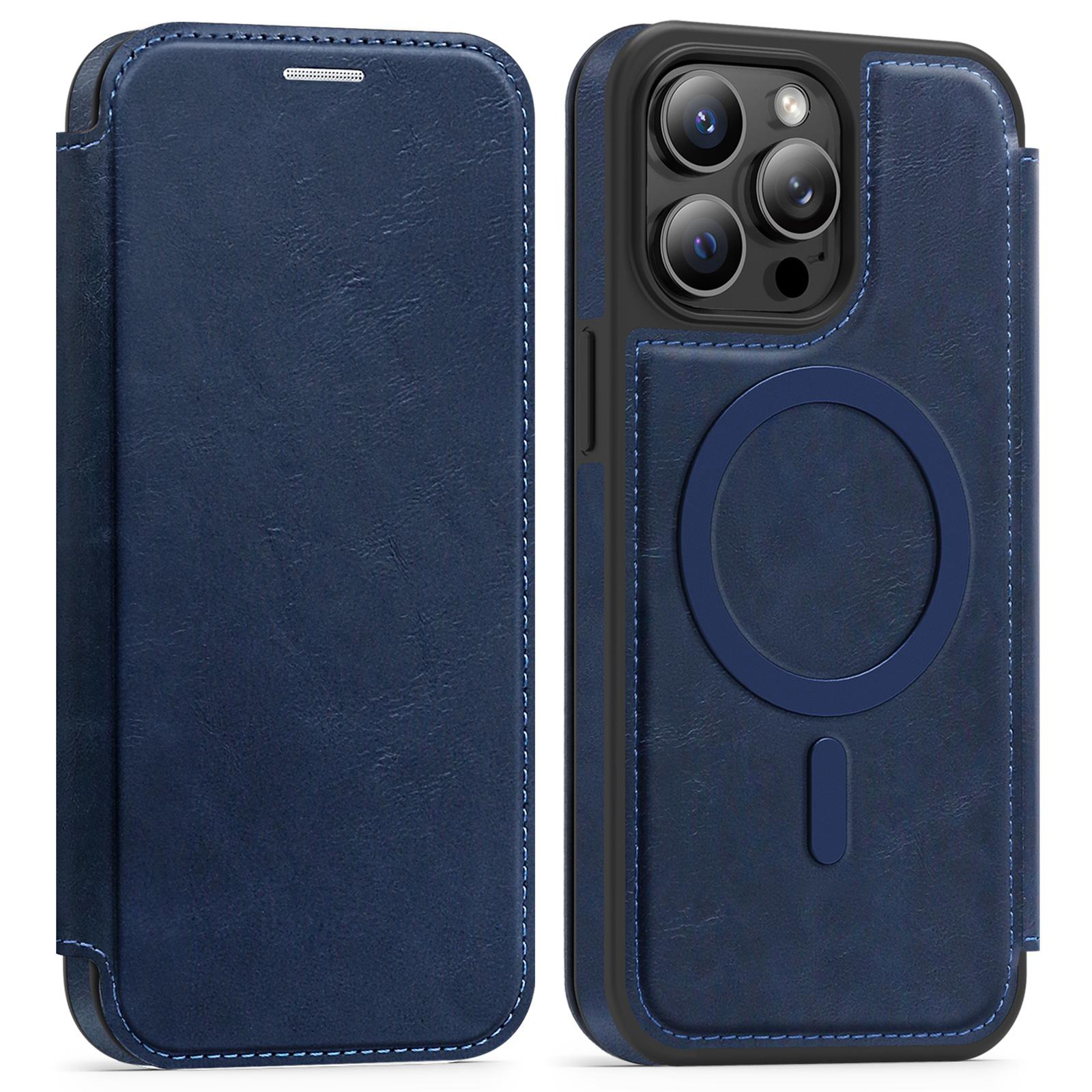 

For iPhone 14 Pro Max Case Compatible with MagSafe RFID Blocking Card Holder Leather Phone Cover E