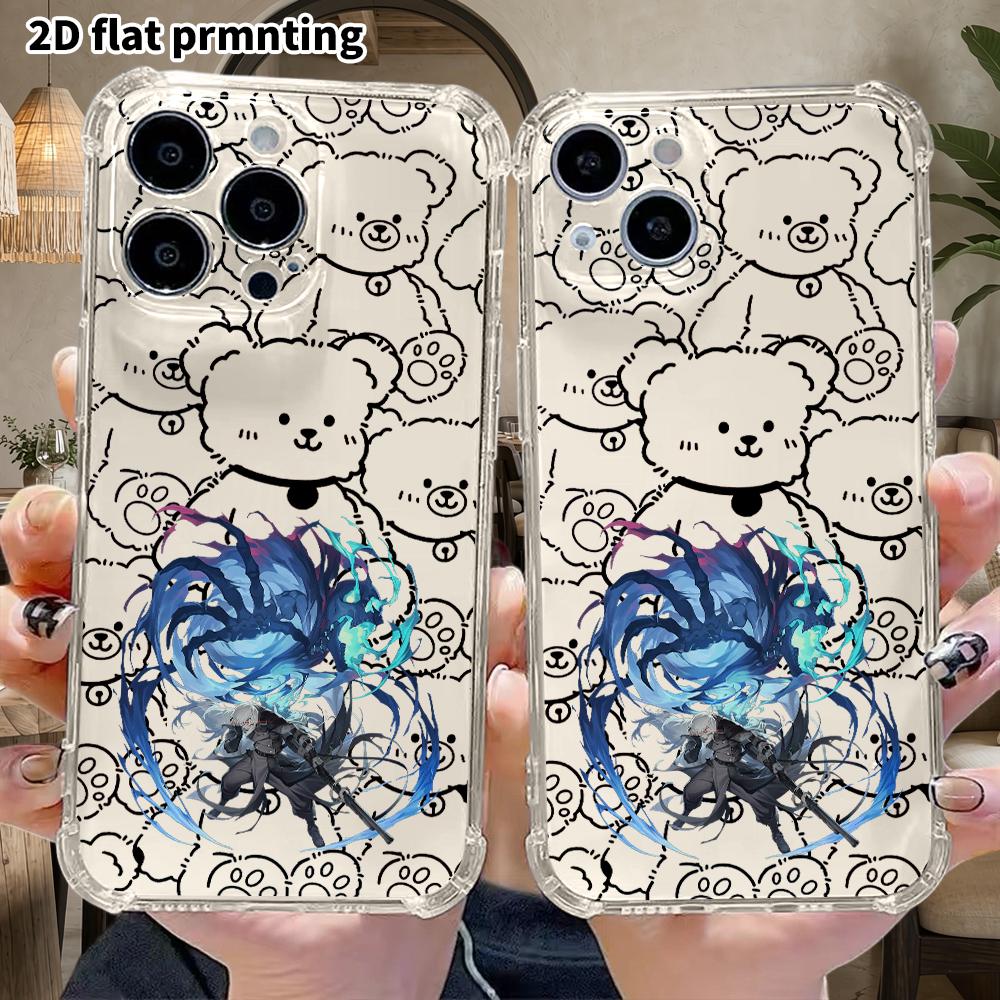 Phone Case: 2D flat suitable for iPhone 18 17 16 15 14 13 Pro transparent corner protection case, male character, Christmas and Halloween gifts