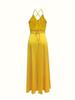 Dames Zomer Spaghetti Bandjes V-Hals Backless Maxi Jurk, Mouwloos