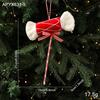 Red & White Plush Candy Christmas Balls Ornaments for Tree Decoration
