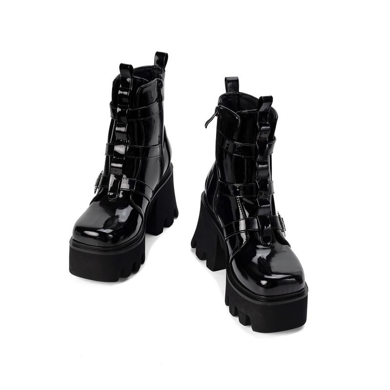 Women's High-heeled Short Boots Autumn and Winter New Waterproof Table Thick-heeled Large-size Thick-soled Roman Boots
