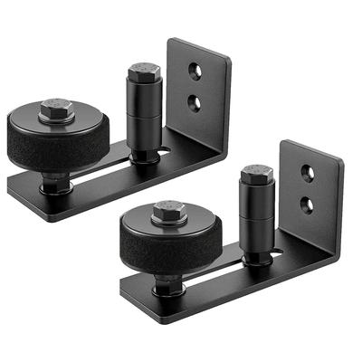 Sliding Barn Door Floor 8 Setup Adjustable Stay Roller Black Wall Mounted Barn Door Hardware for Flush Bottom 2 Pieces Guide, Options, Guide, -