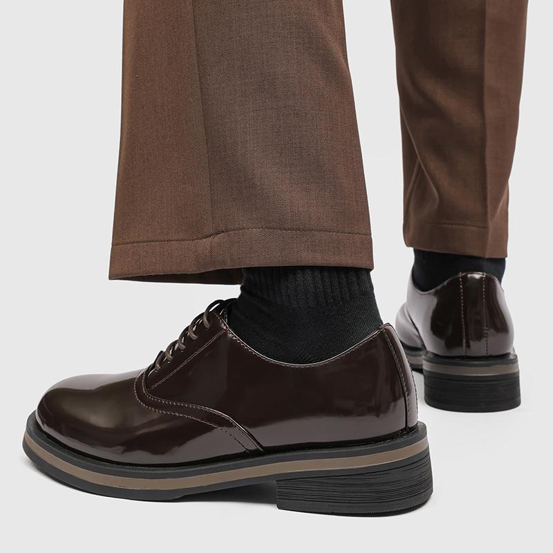 Fashion Classic Men's Leather Lace-Up Casual Shoe Elegant Solid Color Formal Office Business Shoe Comfortable And Anti-Slip Oxford Shoes