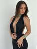 European & American Style Women's Backless Deep V Halter Bodycon Dress