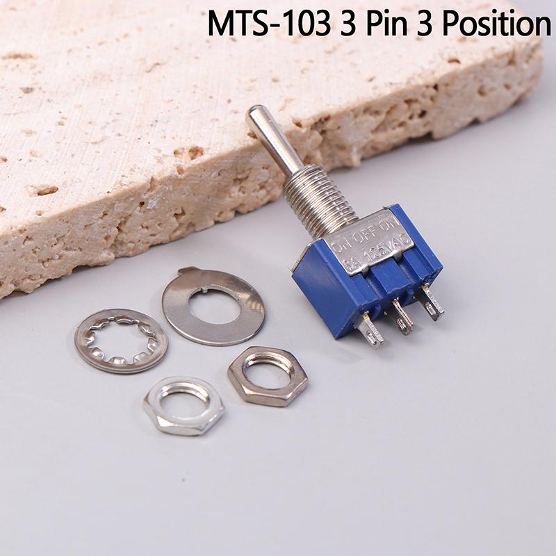 Mini Toggle Switch 3 Position 2 Position 3-Pin 6-Pin ON OFF ON DPDT DPST 6A 125VAC 3A 250VAC Latching Flat Handle For Car