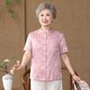 New Chinese Style Floral Print Summer Shirt for Middle-aged Women