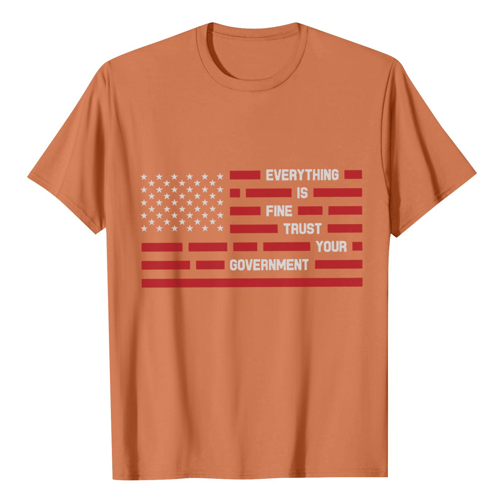 USA Anniversary Men s Casual Letter Print Short-Sleeve T-Shirt S шафрановый