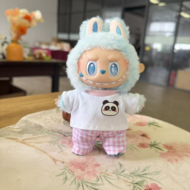 

Для 17см куклы Лабубу Одежда Модная одежда Мультяшные футболки Одежда для куклы Сочетающиеся по цвету шорты Аксессуары для кукол Милое украшение Маленькая одежда 02