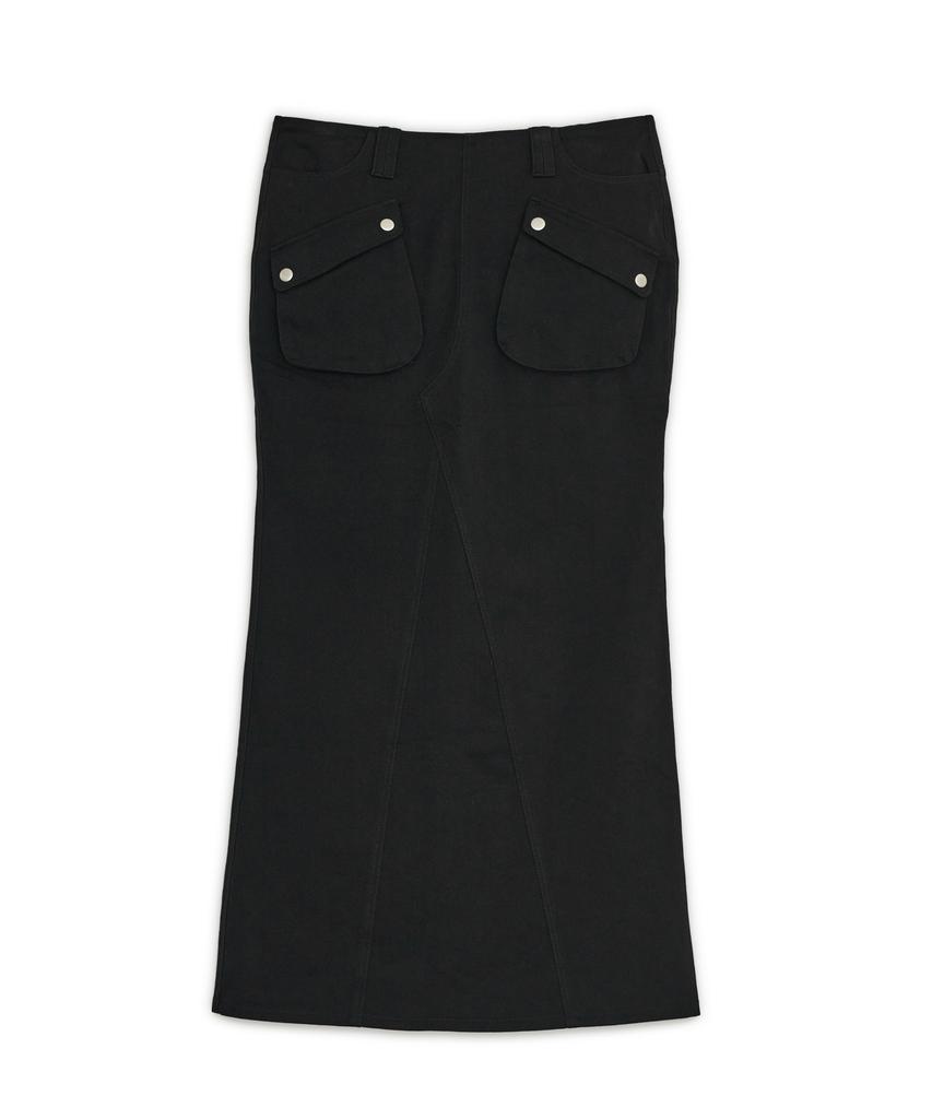Sunburn Project Double Pocket Cotton Maxi Skirt, Black