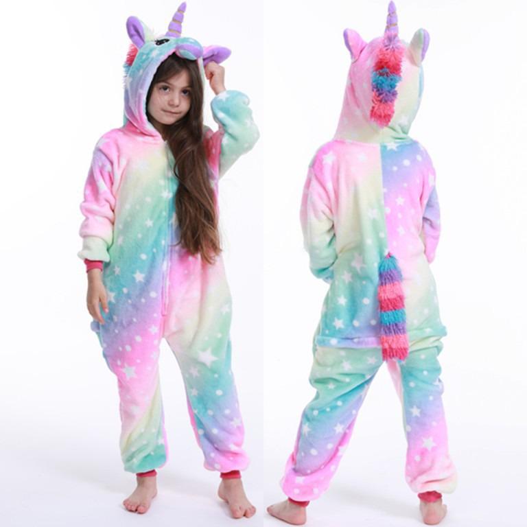 Rainbow Stars Pegasus Unicorn Flannel Onesie Pajamas for Couples