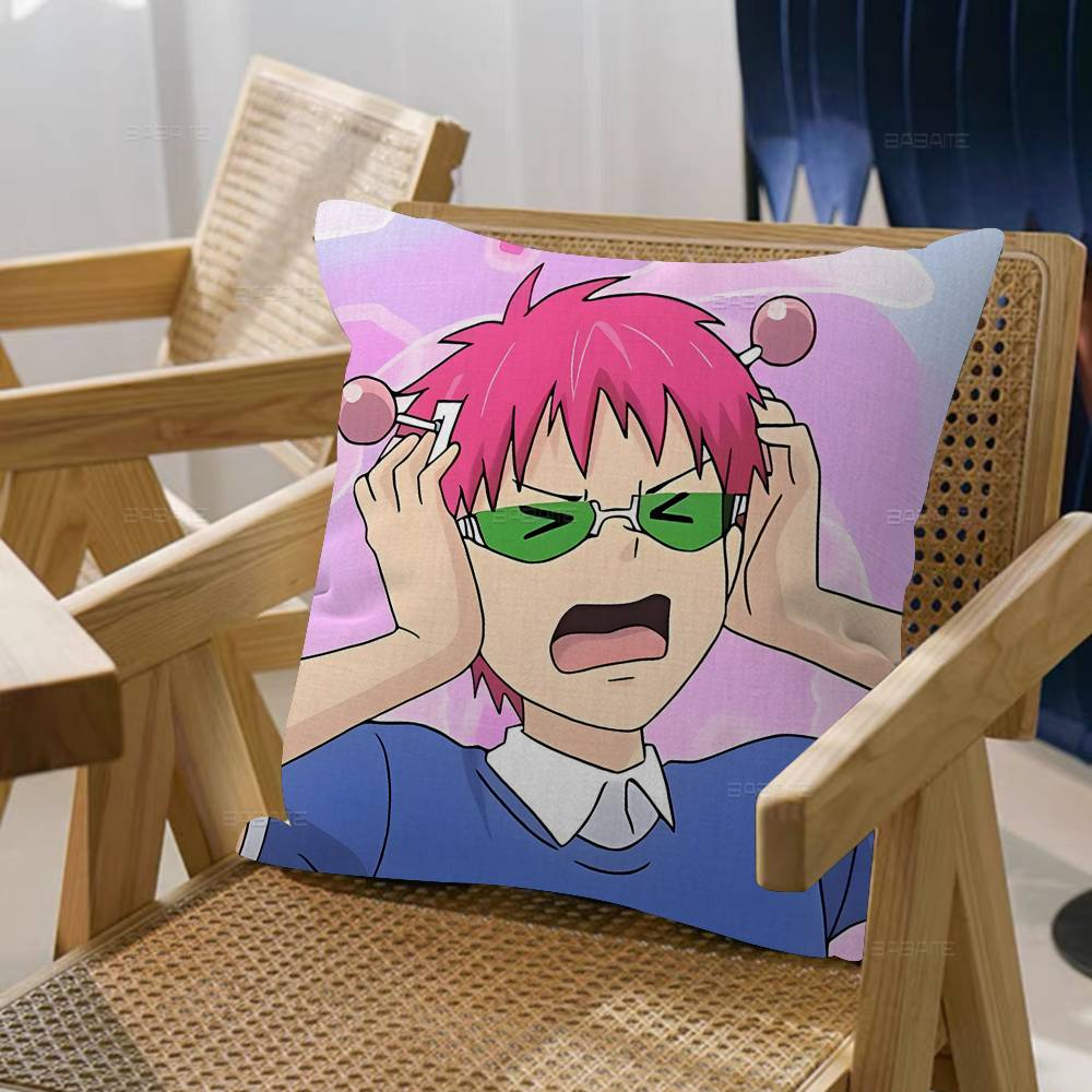 Anime Role Saiki K Chibi Cartoon Pillow Cushion Cover Pillowcase Living Room Sofa Home Decor Customized