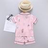 Toddler Kids Short Sleeve Pajama Set Button Down Top and Shorts Soft Lightweight Sleepwear for Boys and Girls Ages 6M To 4T