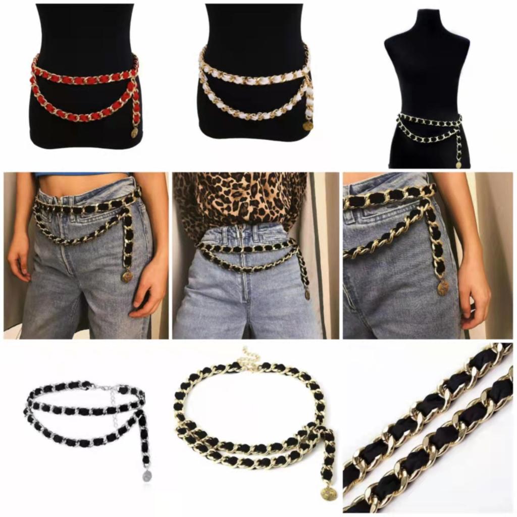 Korean Style Waist Chain Women's Fashionable Simple Temperament Decorative Dress Metal Braided Chain Tassels with Skirt Waist Decoration