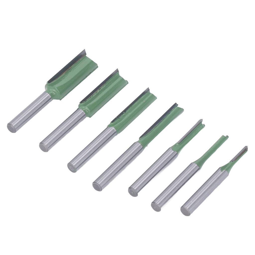 7Pcs Straight Router Bit Round Shank Milling Cutter Tool Set Kit for Woodworking