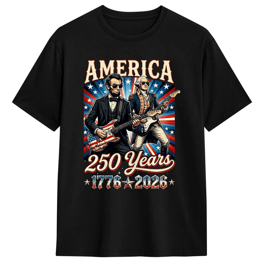 Unisex Unisex Tshirt George Washington Playing Guitar 4th July 250th Anniversary T Shirts Trendy Cool Summer Tees Vintage