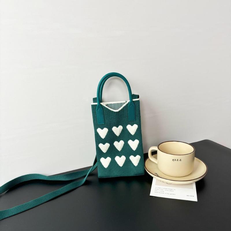 New Love Mobile Phone Bag High-end Knitted Bag Popular Cartoon Cute Portable Storage Messenger Bag